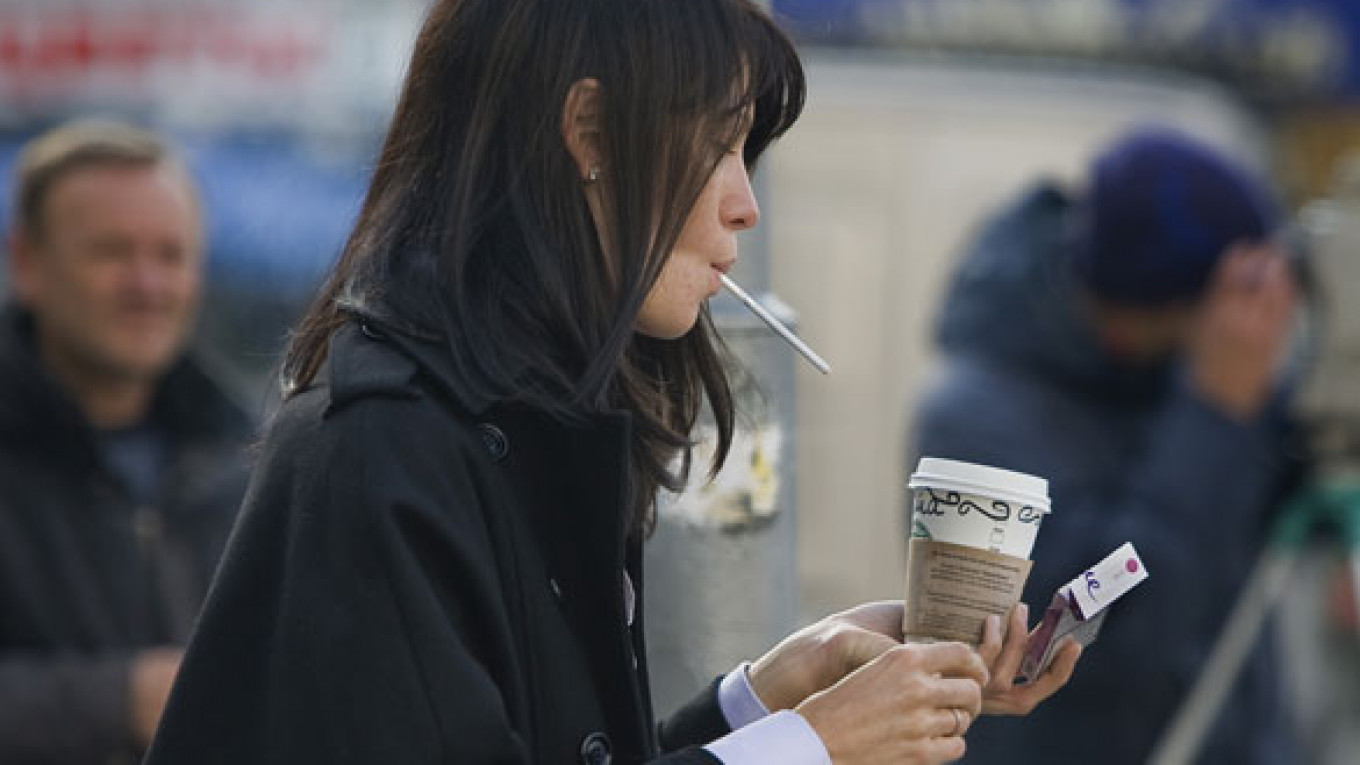 Black haired woman having smoking