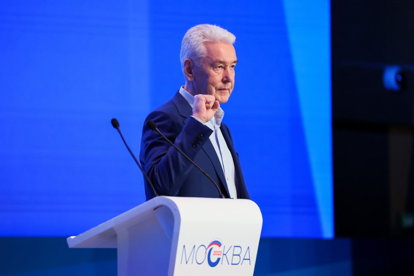 
					Sergei Sobyanin accepts his nomination as United Russia's candidate during a June conference.					 					Sergei Savostyanov / TASS				