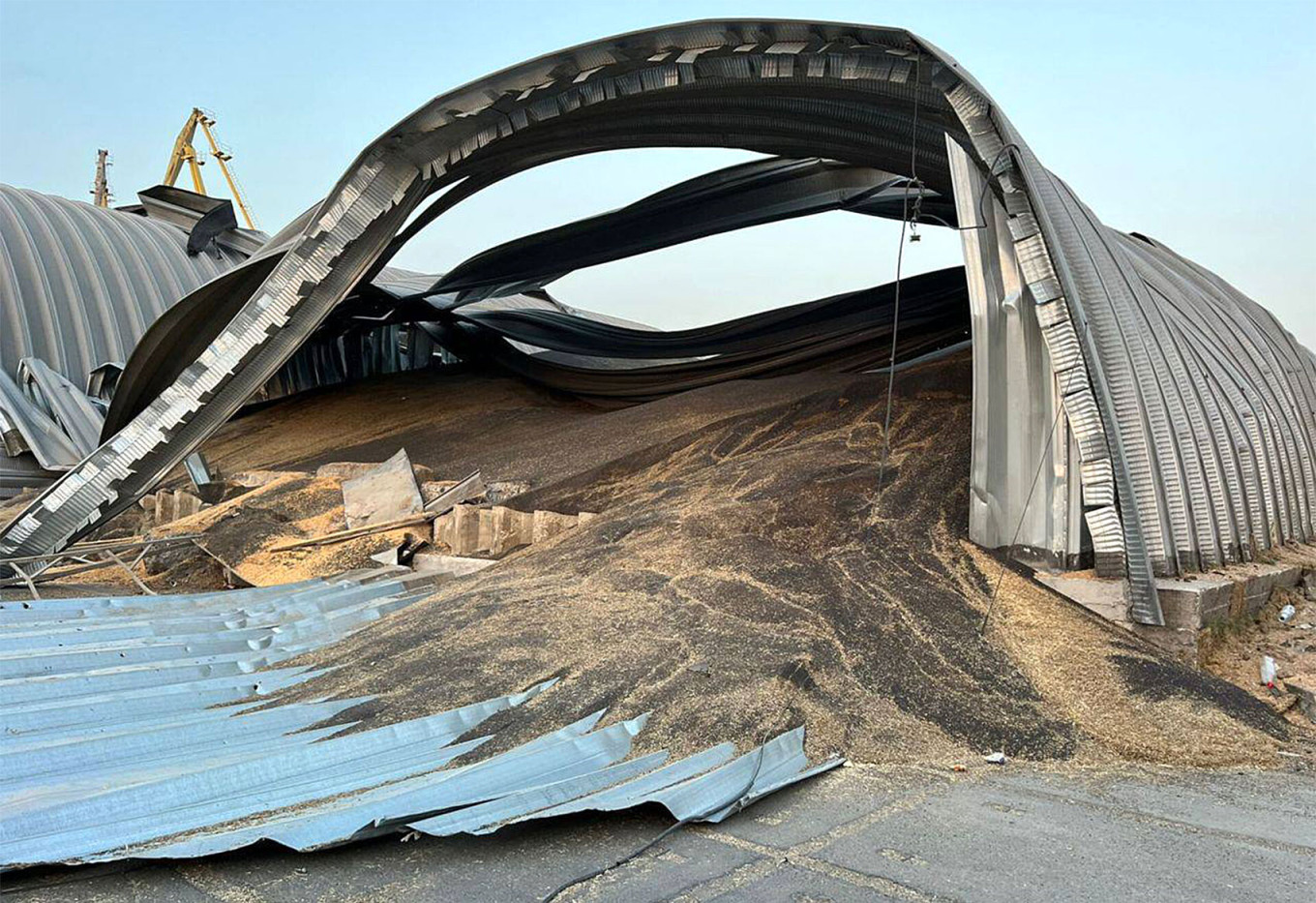 
					A damaged warehouses in southern Ukraine's Odessa region after Russian shelling.					 					Oleg Kiper / Telegram				