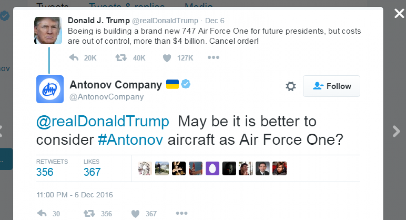 
					Antonov's exchange with President-elect Donald Trump					 									