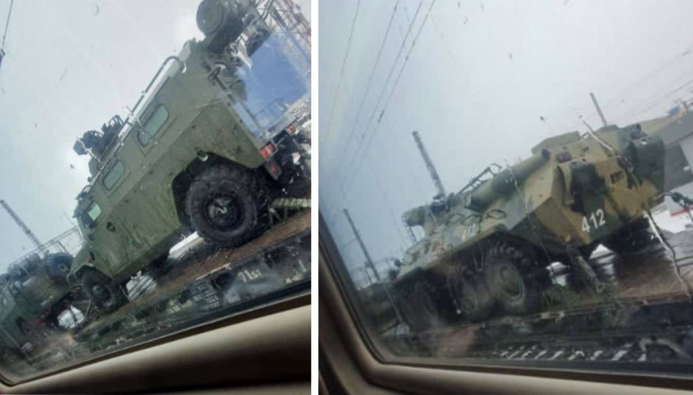 
					Online footage of Russian military vehicles near Gukovo. 					 					CIT				