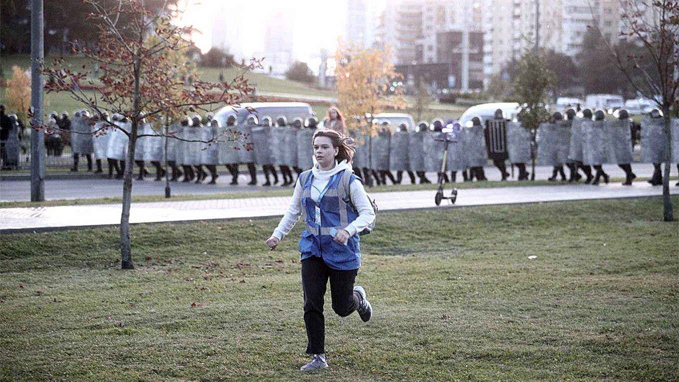 
					The author covering a protest in Belarus, 2020.					 					Sviataslau Zorki				