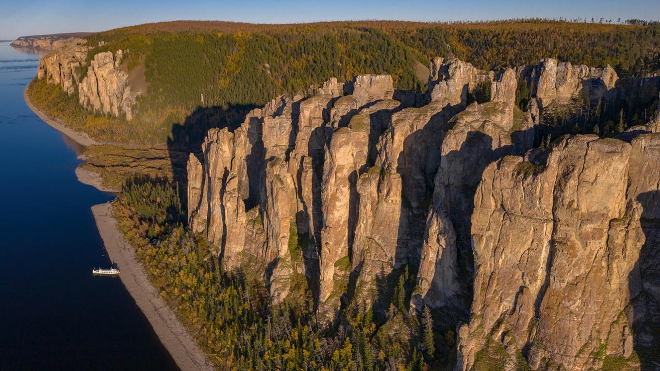 The Lena Pillars Nature Park in the town of Pokrovsk, 78 km southwest of Yakutsk, in the central part of Russia’s Republic of Sakha (Yakutia). Yuri Smityuk / TASS