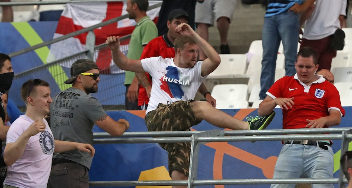 
					The world was woken to Russian hooliganism when fans clashed in Marseille during EURO 2016.					 					Thanassis Stavrakis / AP				