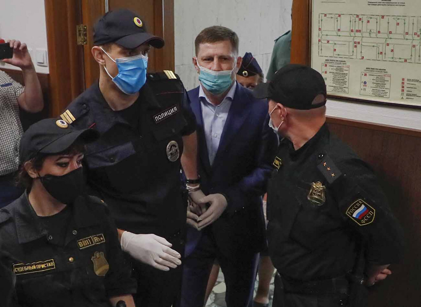 
					Sergei Furgal in a Moscow court last Friday.					 					Maxim Shpienkov / EPA / TASS				