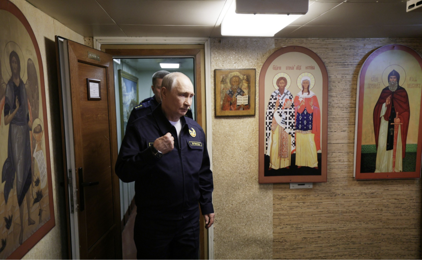 

					Putin on board the missile cruiser Varyag.					 					Kremlin.ru				