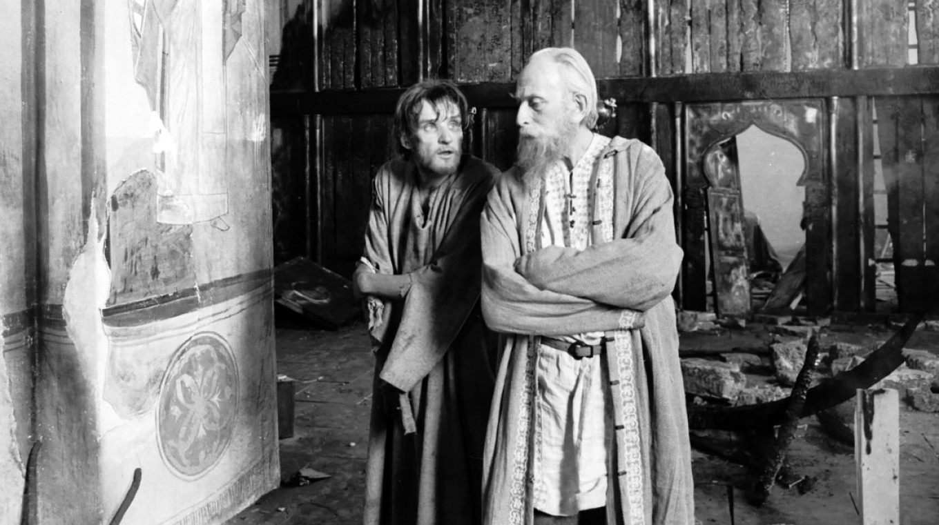 
					Actors Anatoly Solonitsyn and Nikolai Sergeyev 					 					still from "Andrei Rublev"				