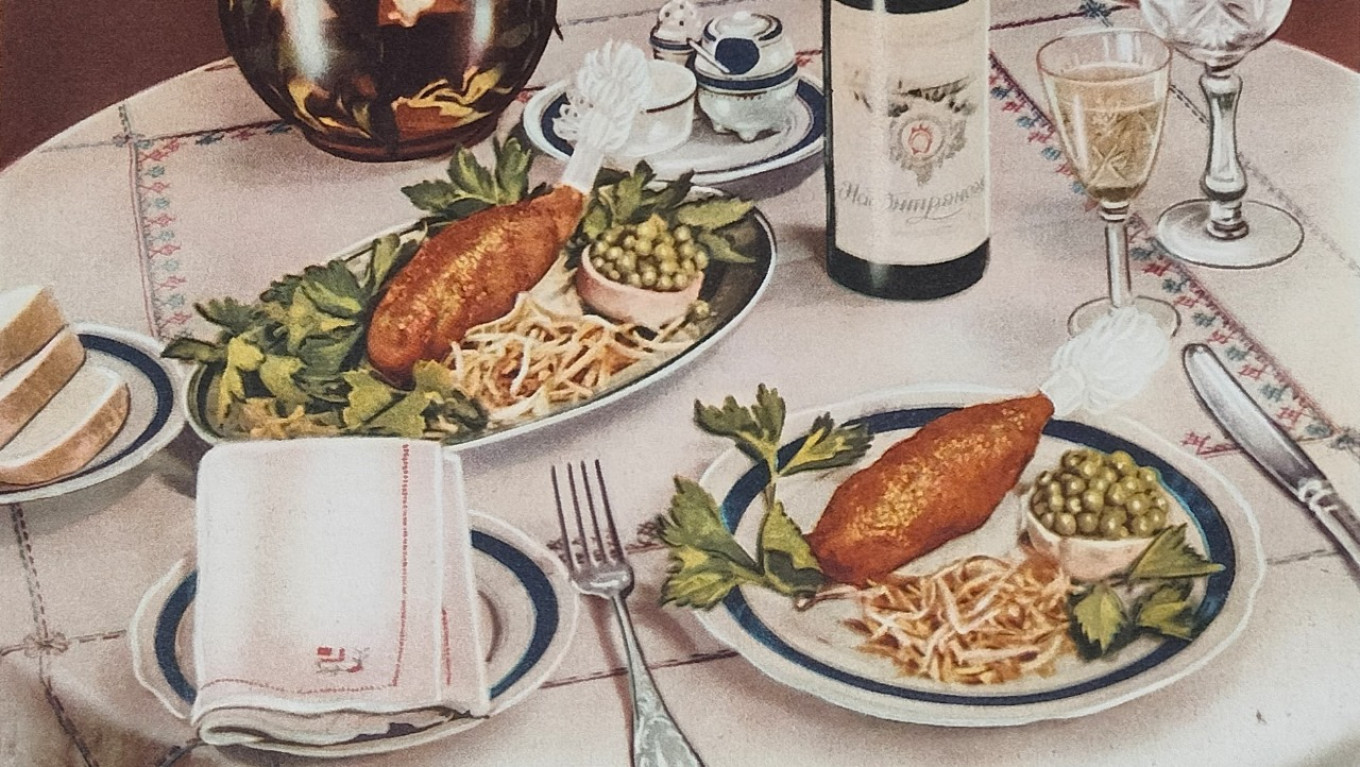 
					Chicken Kyiv from the book “Culinary Arts,” 1955.					 					Courtesy of authors				