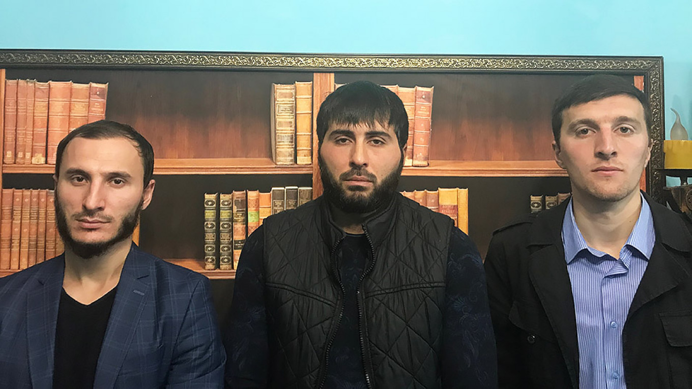 
					Protest leaders Bagauidin Khautiev, Khasan Katsiev and Ismail Nalgiyev say they are coming under increasing pressure from the authorities.					 					Evan Gershkovich / MT 				