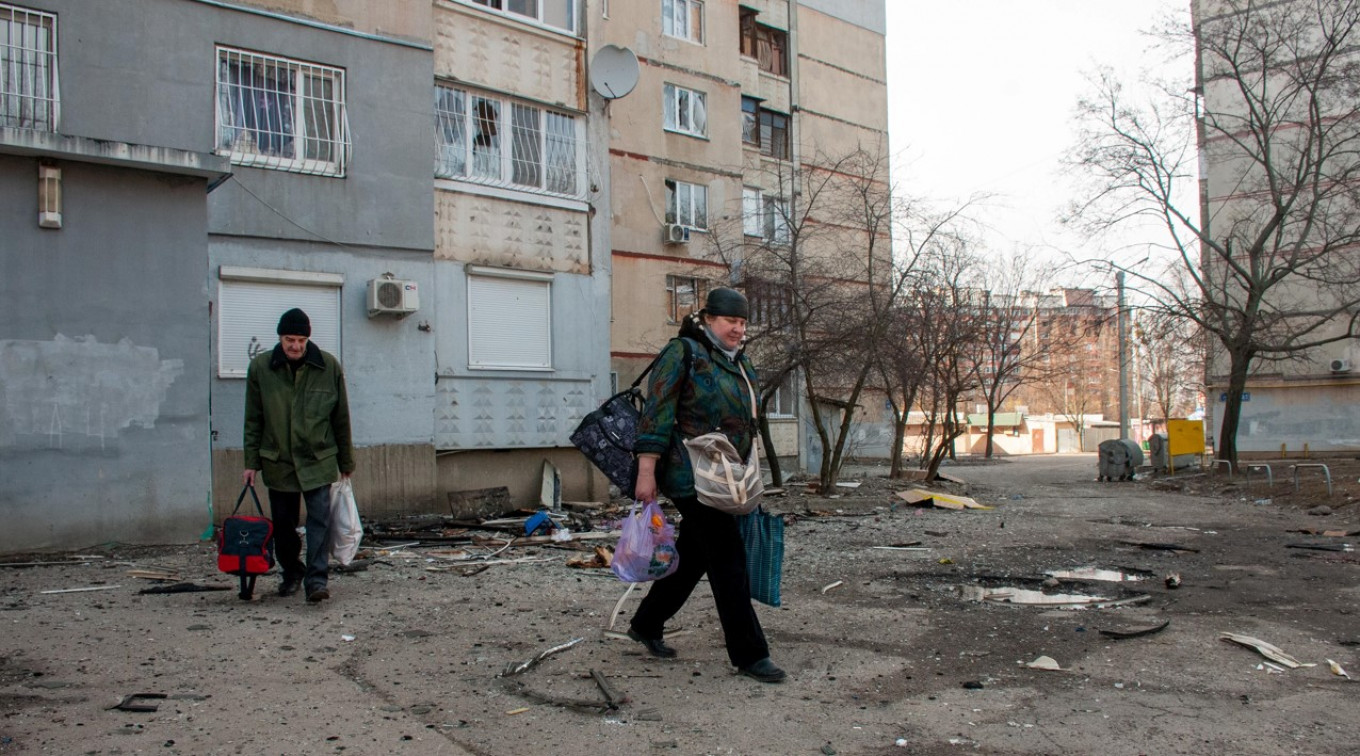 
					Residential housing destroyed in Kharkiv					 					Marienko Andrii for UNIAN				