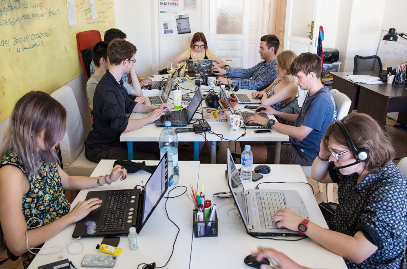 Around 50 people have worked for five months at the Tverskaya headquarters, eventually vetting around 1,000 candidates. Dmitry Gudkov HQ