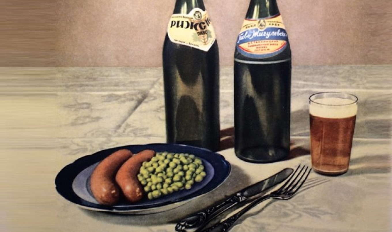 
					Hot dogs with green peas in the "Book of Tasty and Healthy Food," 1953.					 					Wikimedia Commons				