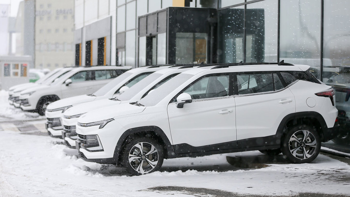 
					Moskvich cars at the dealership.					 					Sergei Vedyashkin / Moskva News Agency				