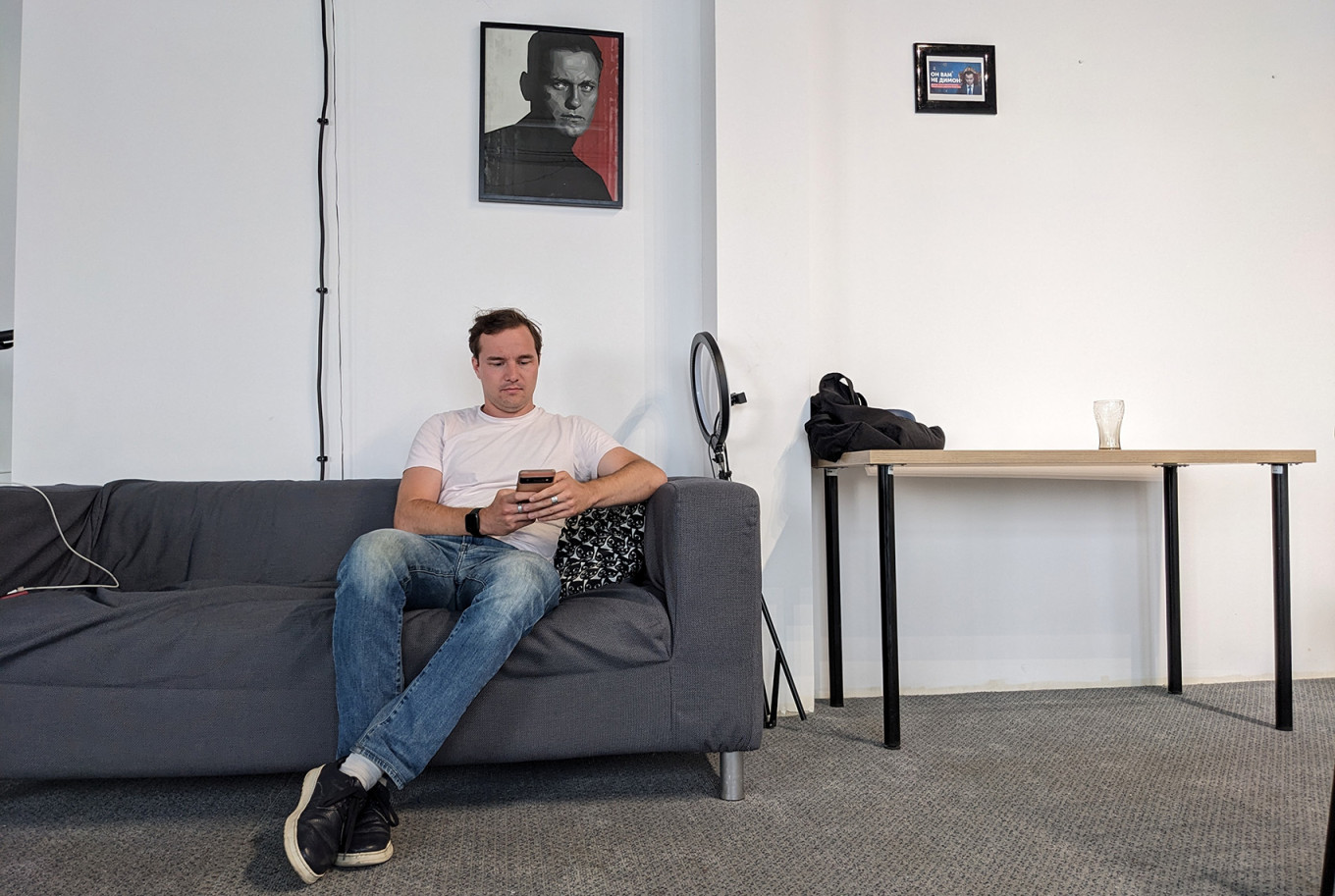 
					Kovcheg's coordinator Oleg Rodin pictured at the group's community space in Warsaw					 					MT				