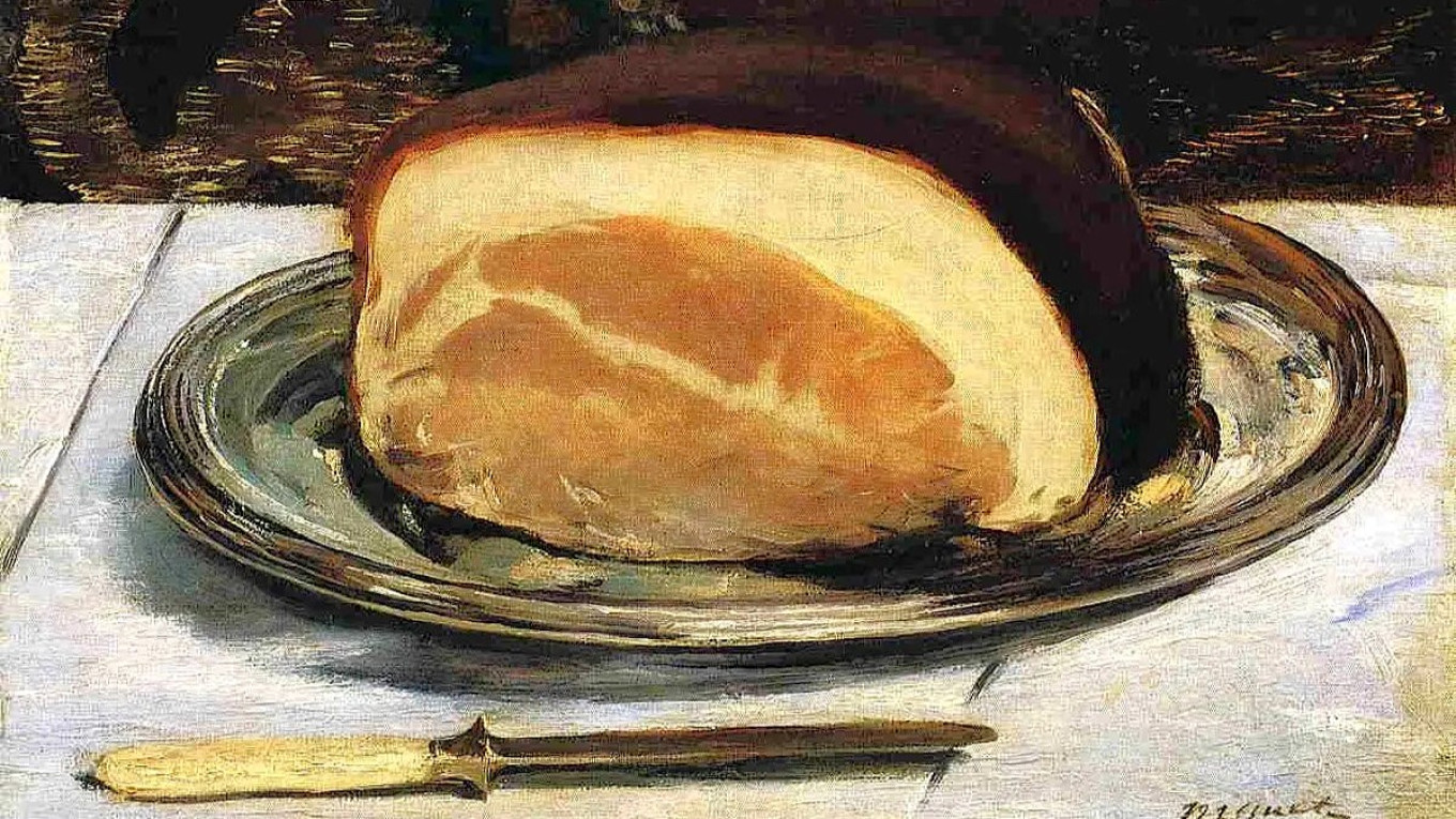 
					Ham (part of larger painting), 1880, Édouard Manet. 					 					Wikimedia Commons				