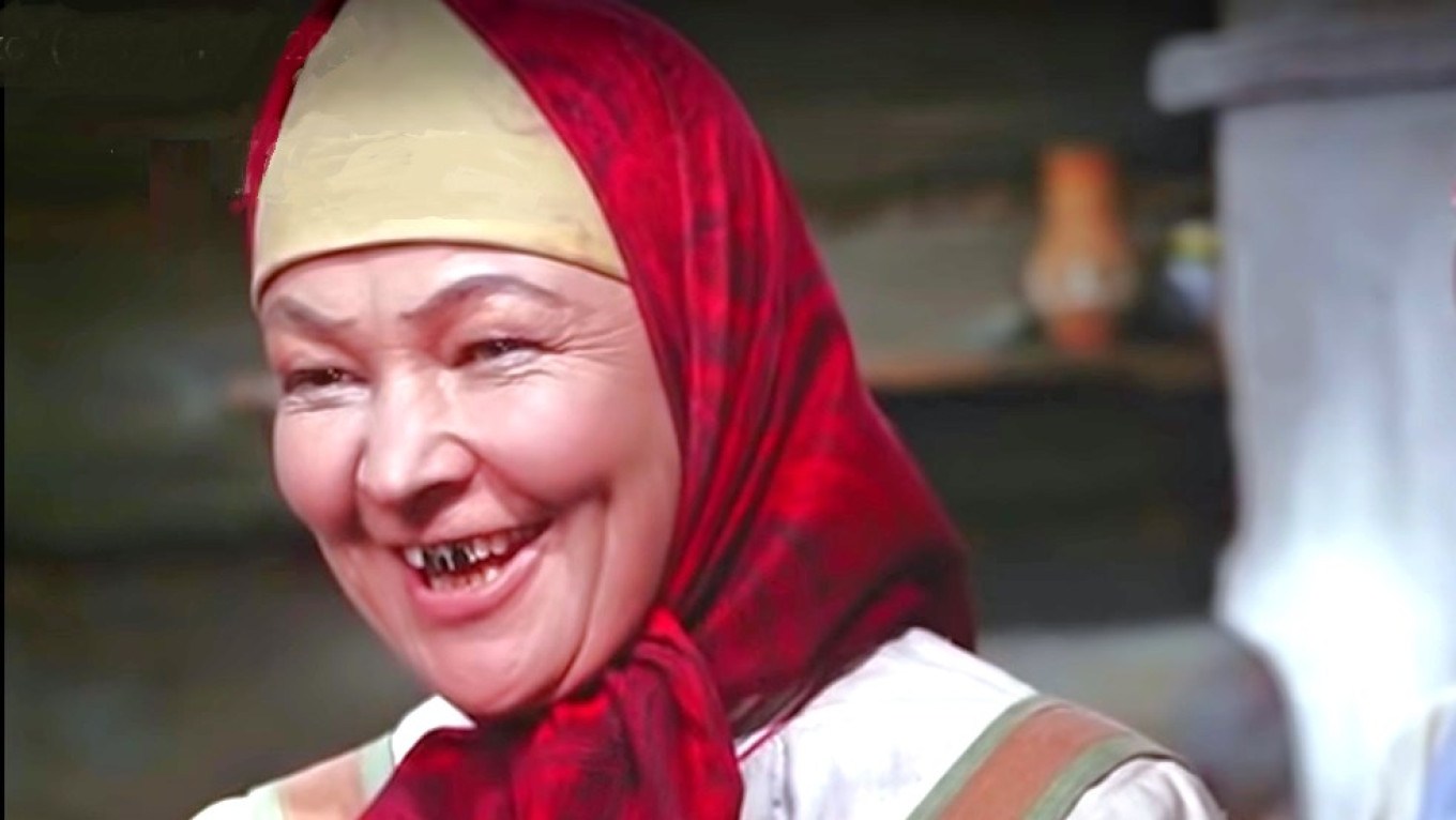 
					The black teeth are a sign of beauty.					 					A still from the fairy-tale movie "Morozko" (USSR, 1964).				