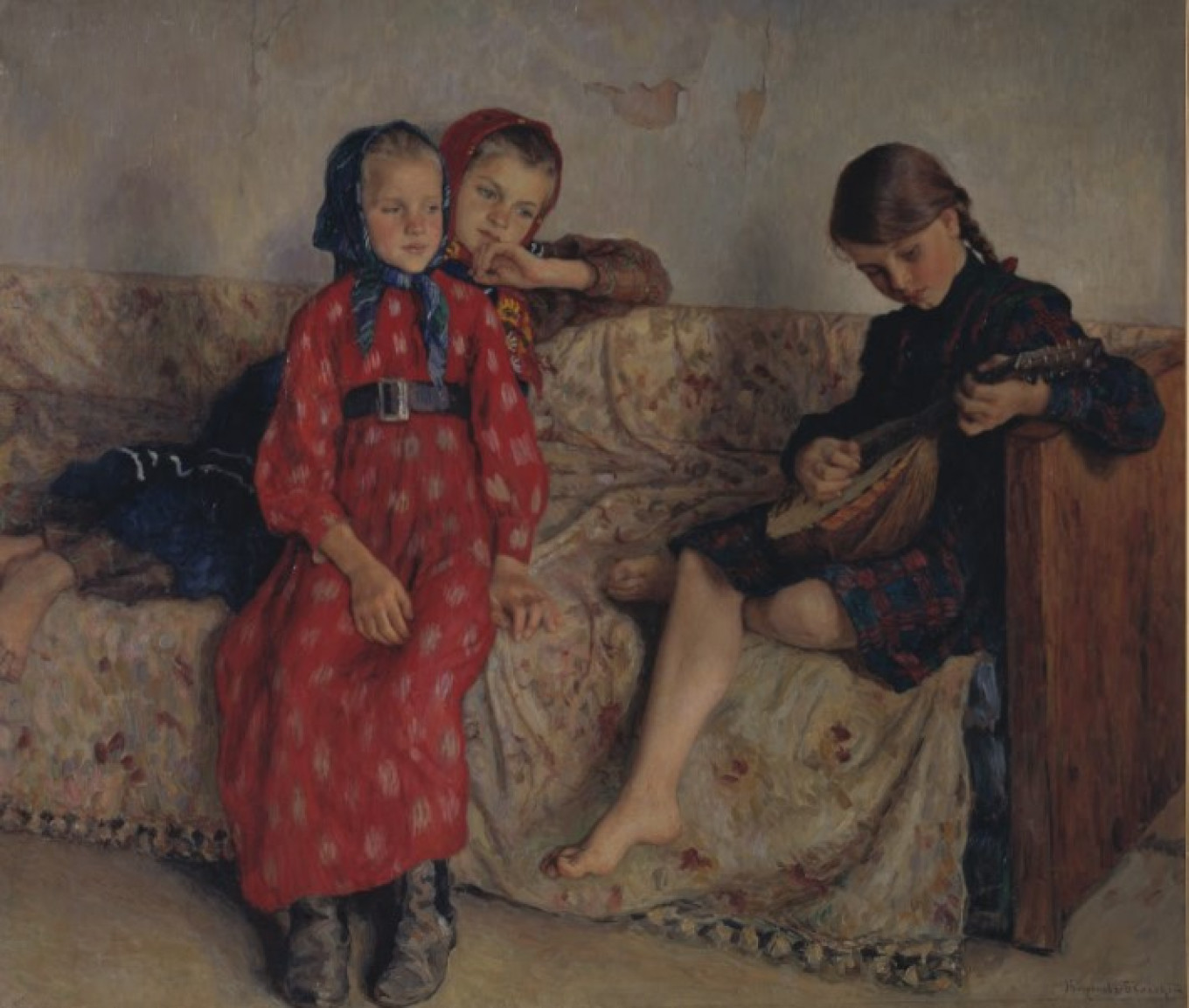 
					"Village Friends" by Nikolai Bogdanov-Belsky, 1913					 					Volgograd Mashkov Museum of Fine Arts				