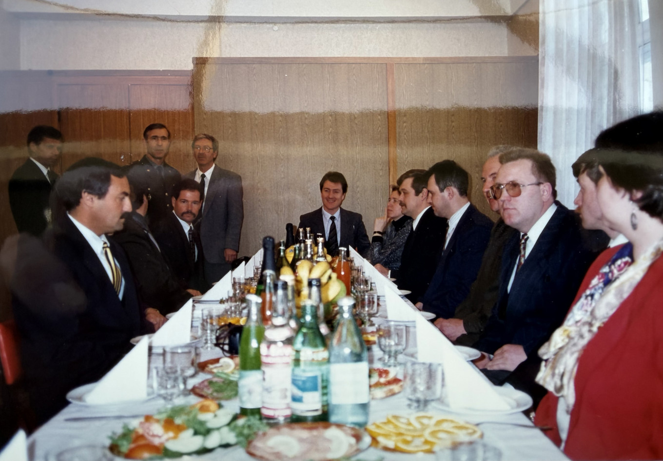
					The author (seated at the back on the left side of the table) during a meeting between the FBI and officials from the Russian Interior Ministry.					 					Courtesy Photo				