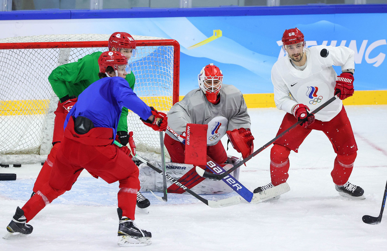 
					 Members of the ROC men's ice hockey team.					 					Valery Sharifulin / TASS				