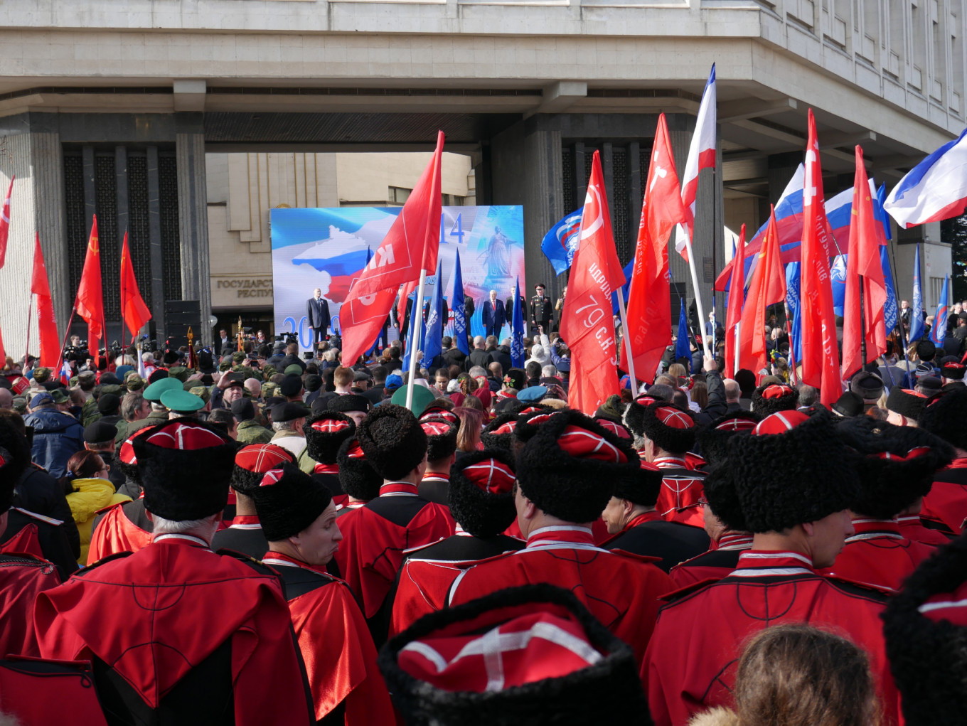 
					Hundreds of Cossacks from southern Russian participated in the events Friday.					 					The Moscow Times				