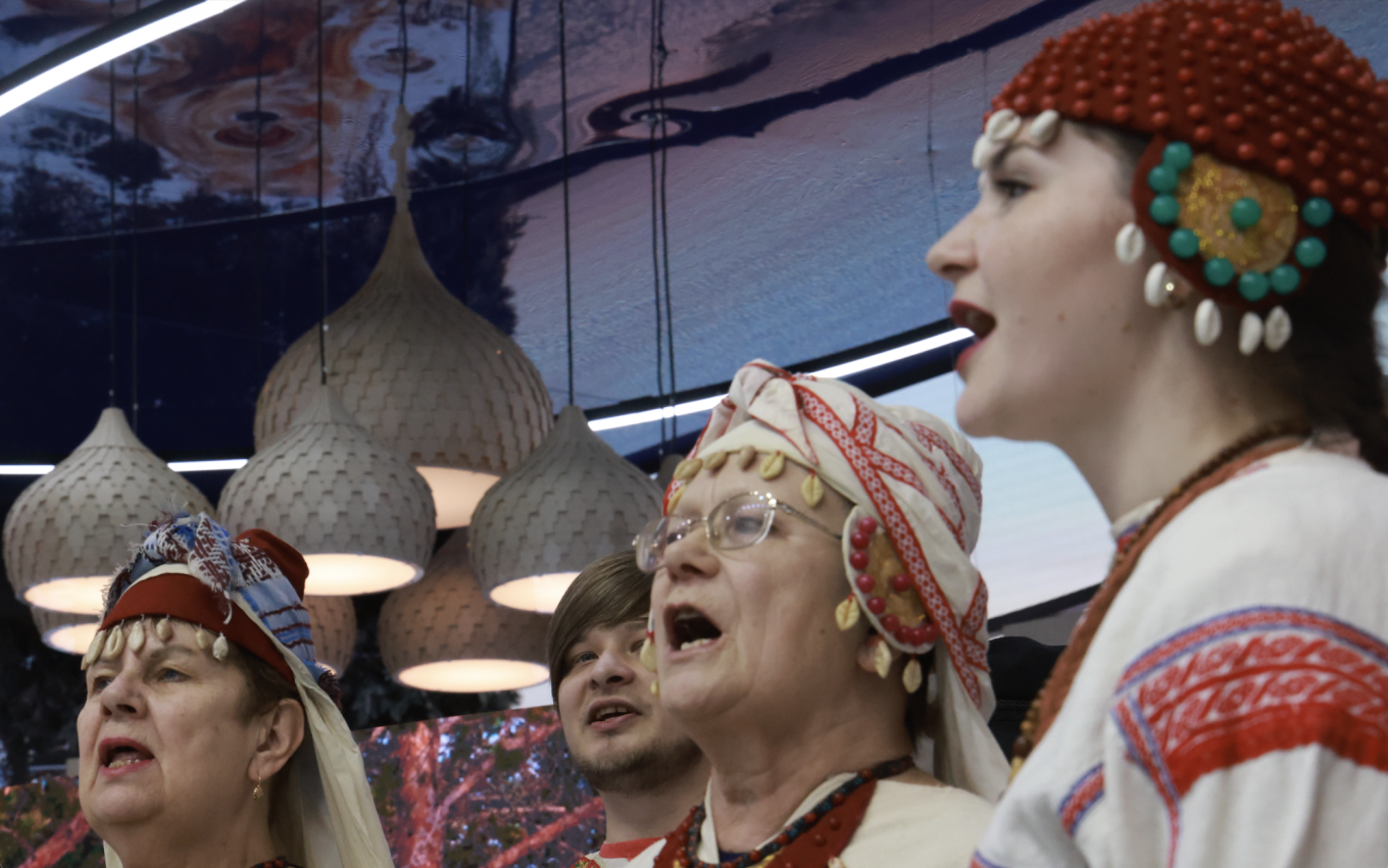 
					Members of the Veps folk choir perform at Karelia Republic Day during the Russia Expo at VDNKh in Moscow, December 2023.					 					Vladimir Gerdo / TASS				