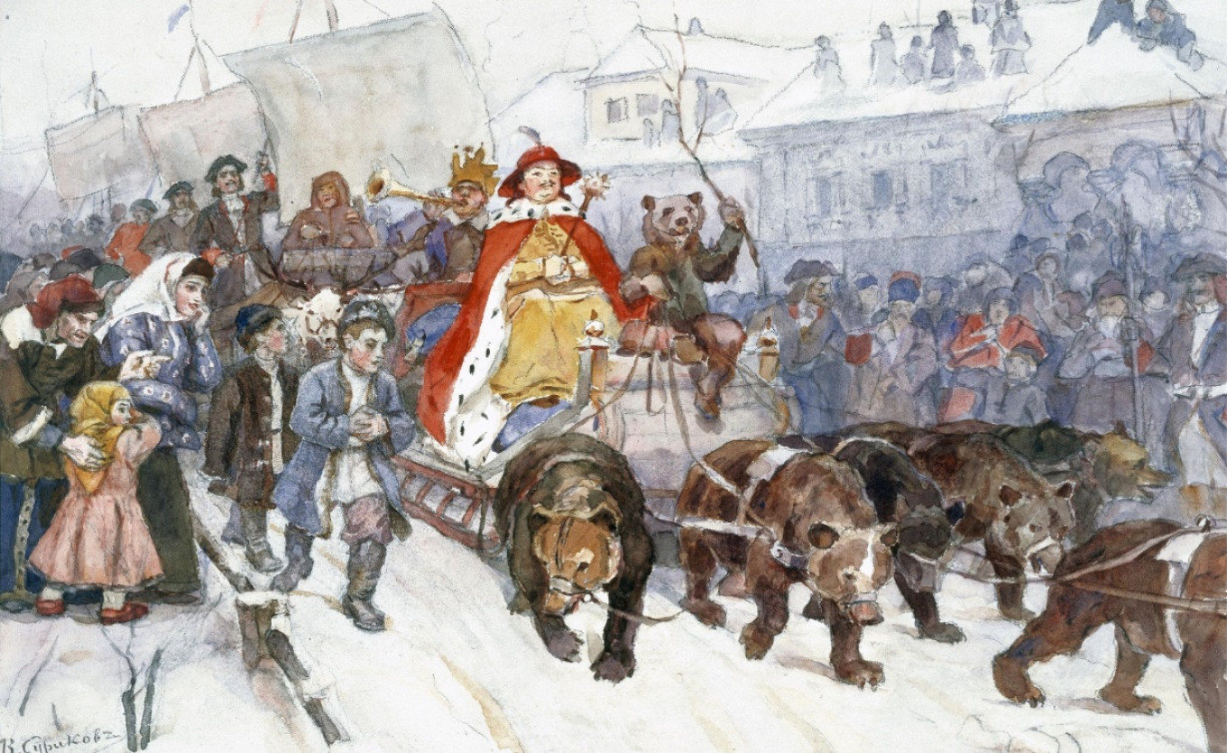 
					The Great Masquerade of 1722 on the Streets of Moscow by Vasily Surikov, 1848.					 					Wikimedia Commons				