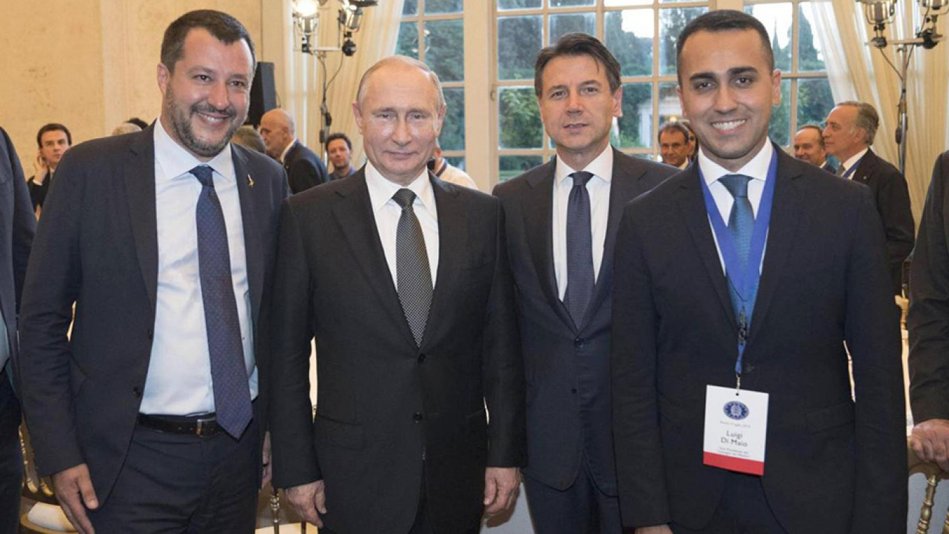 
					Matteo Salvini, Vladimir Putin, Giuseppe Conte and Luigi Di Maio					 					Presidency of the Council of Ministers				