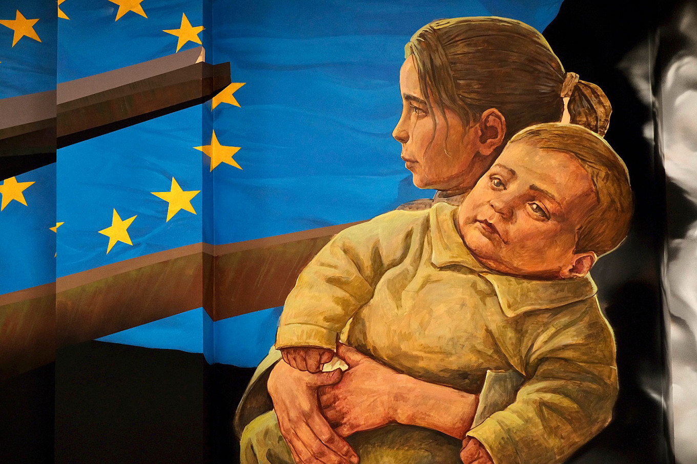 Mural called "Women with child".  Anastasia Tenisheva