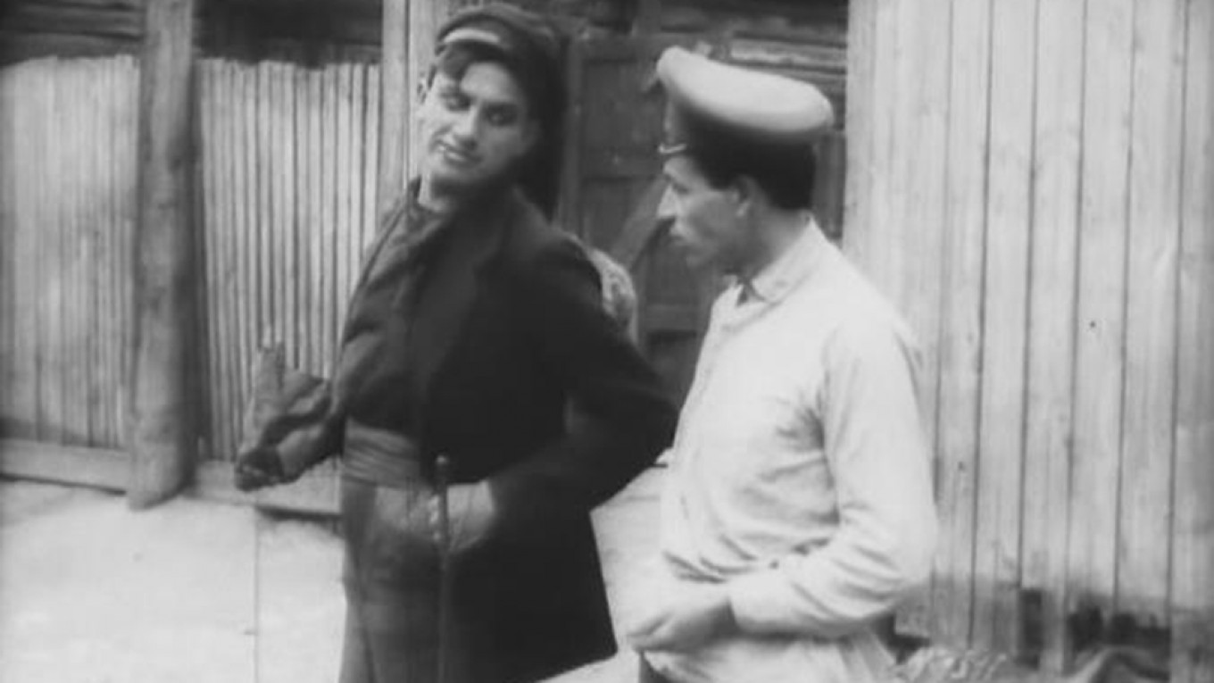
					Poet Vladimir Mayakovsky in the 1918 film "The Young Lady and the Hooligan."					 					YouTube				