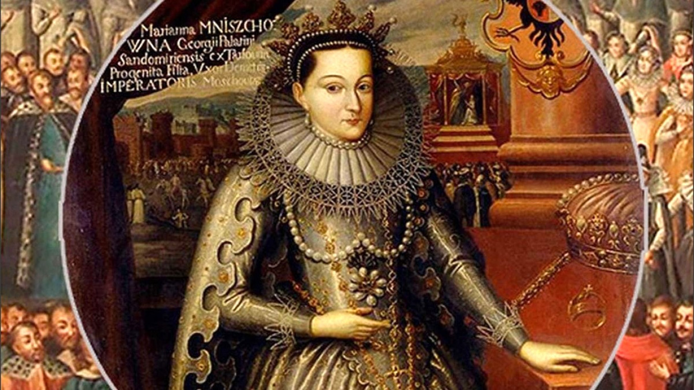 Tsarina Marina Mniszech in Coronation Robes (1606) by Szymon Boguszowicz. Wikimedia Commons