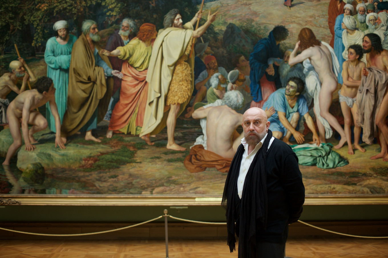 
					Pavel Kaplevich before Alexander Ivanov's great masterpiece, "The Appearance of Christ Before the People."					 					Gennady Grachev / Tretyakov Gallery				