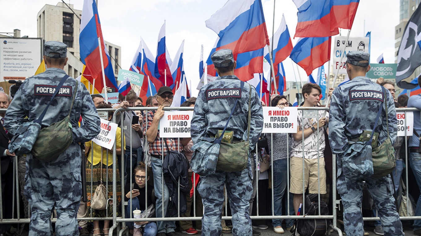 
					Protest in Moscow					 					Pavel Golovkin / AP / TASS				