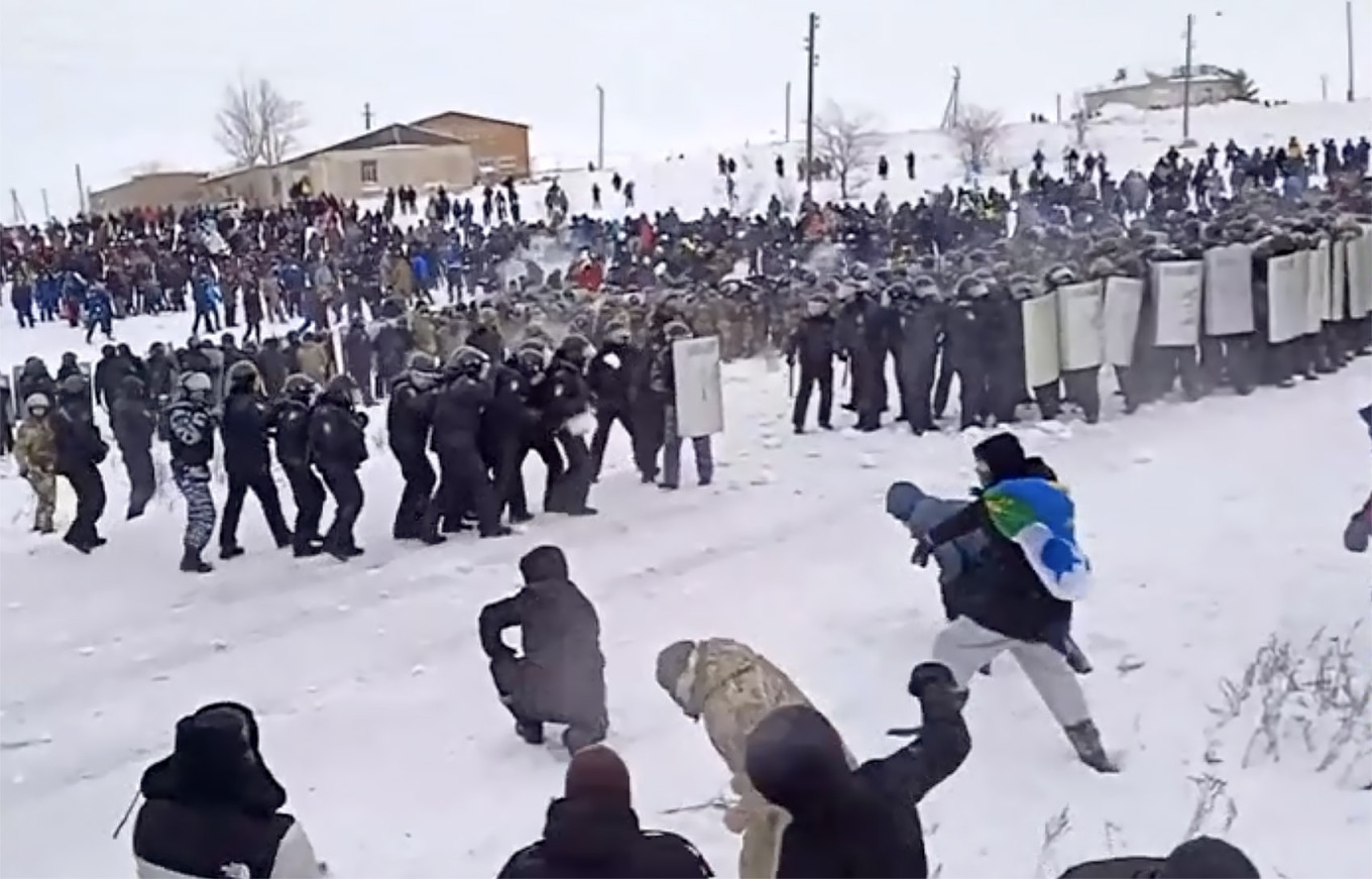 
					Protests against the arrest of Fayil Alsynov in Bashkortostan, January 2024.					 					Video grab				