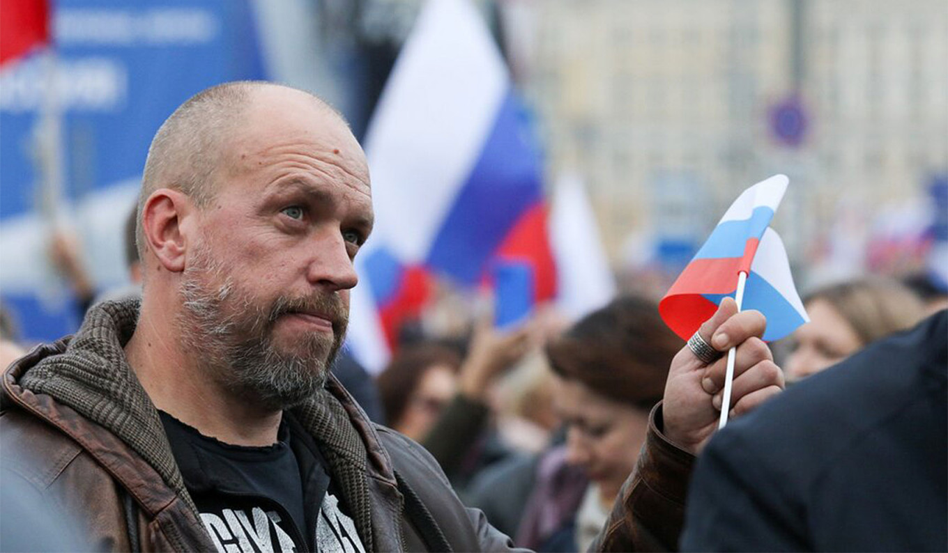 
					A pro-war rally in Moscow.					 					Moskva News Agency				