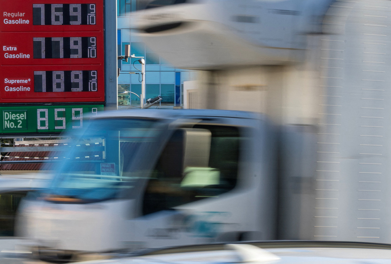 
					Gasoline and diesel fuel prices are displayed in downtown Los Angeles, Oct. 15.					 					REUTERS / Mike Blake				