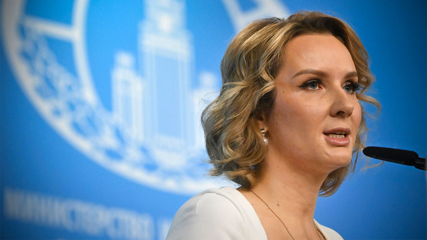 
					Russia's children's rights commissioner Maria Lvova-Belova is wanted on war crimes charges by the International Criminal Court for the forced deportations of Ukrainian children.					 					Alexander Nemenov / AFP				