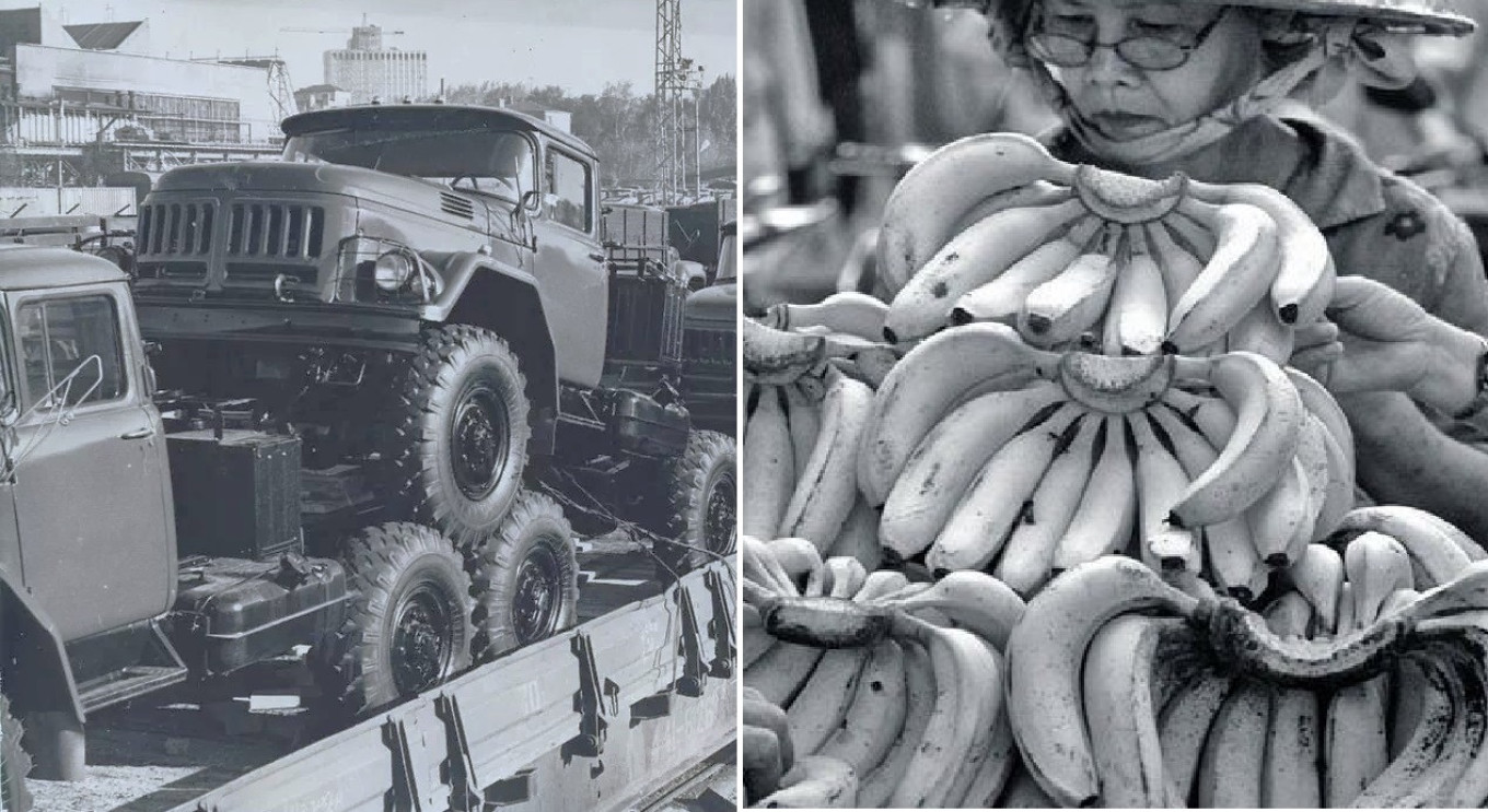 
					Machinery and equipment in exchange for bananas.					 					Wikimedia Commons				