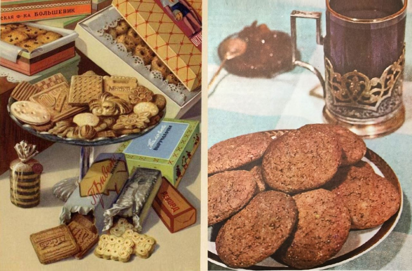 
					 Advertisements for Soviet cookies and oatmeal cookies (1970s)					 					Wiki commons				