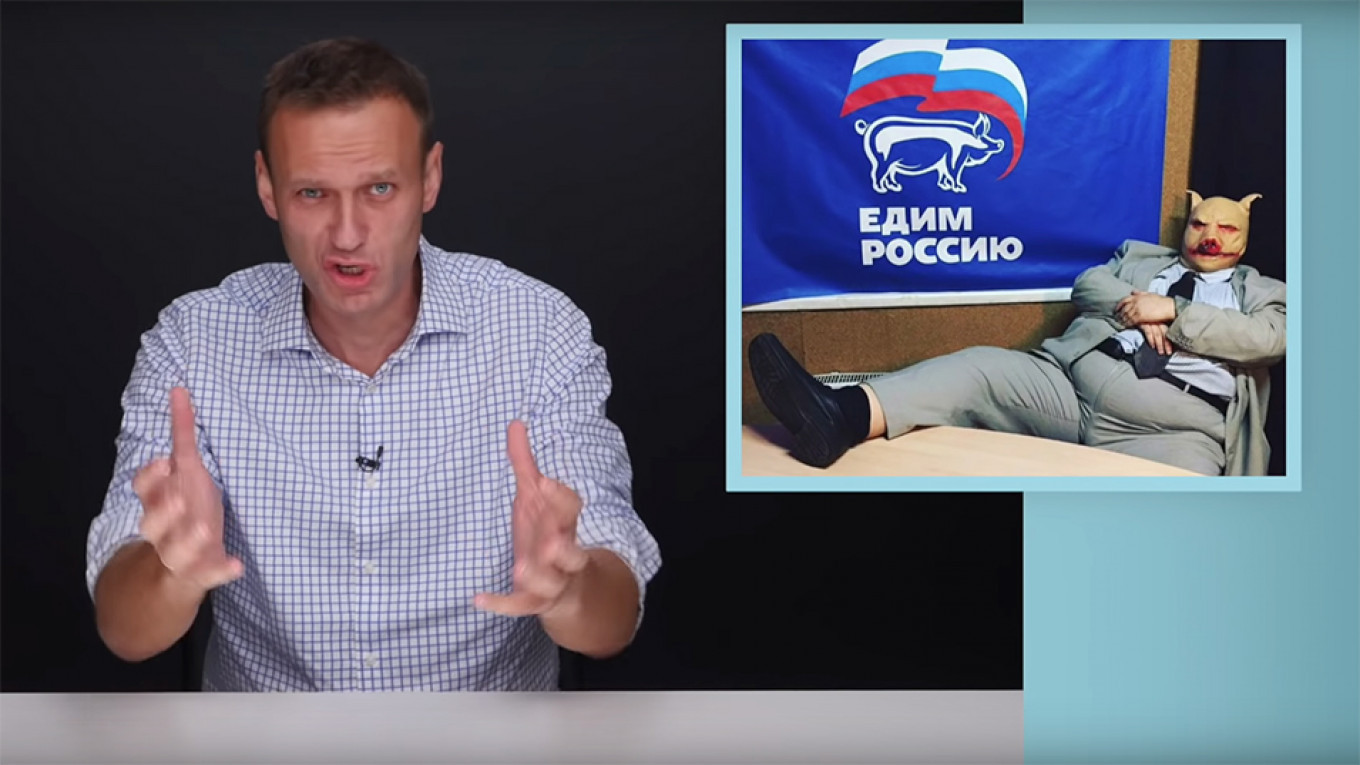 
					Opposition leader Alexei Navalny is urging voters to oust the ruling United Russia party. 					 					Navalny / YouTube				