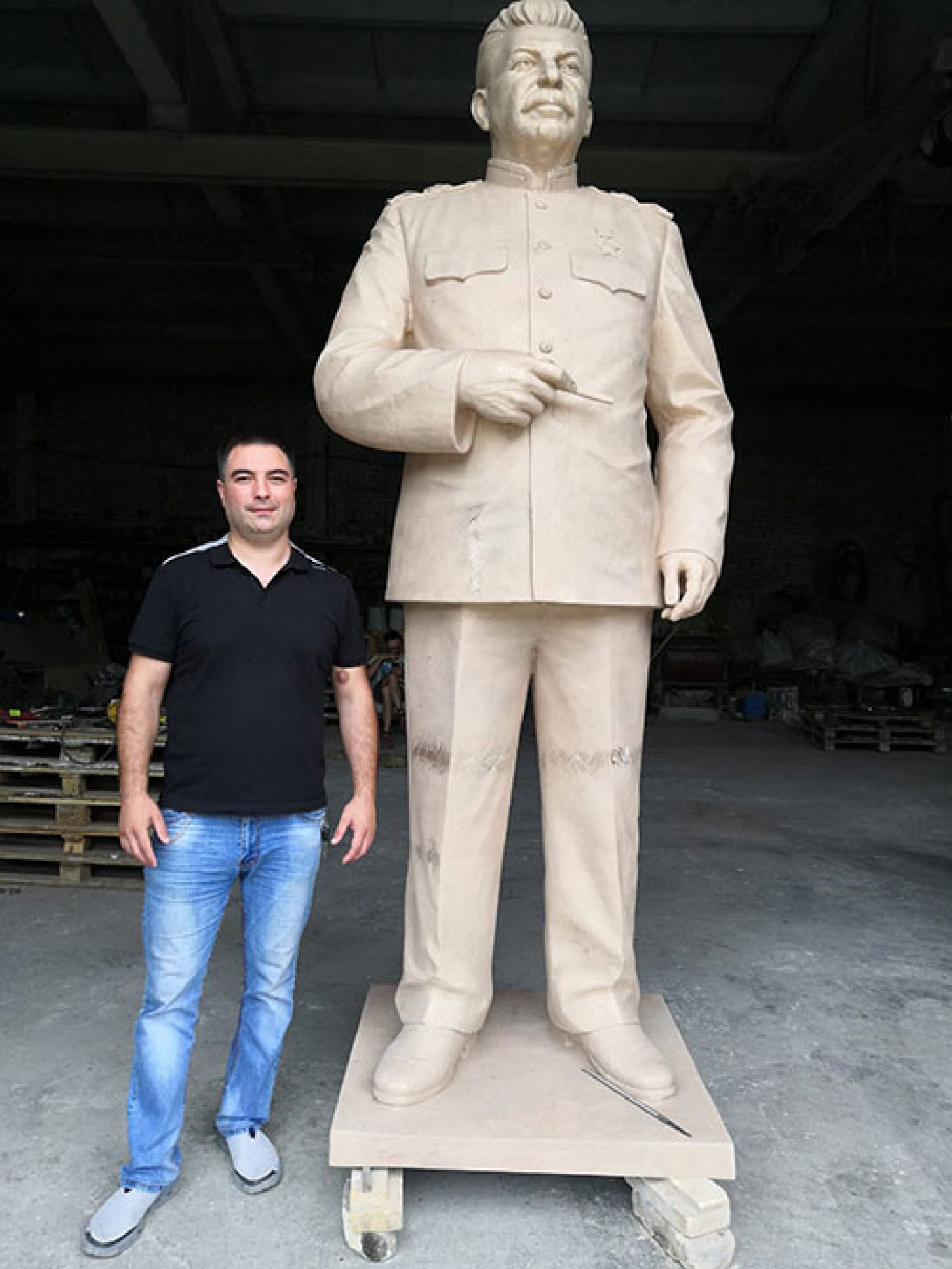 
					Khayev's Stalin statue stands at twice his height.					 					Ibragim Khaev/ Personal Archive				