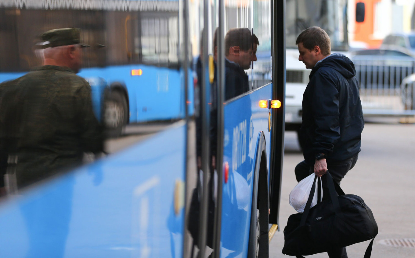 A mobilization site in Moscow.					 					Sergei Vedyashkin / Moskva News Agency				