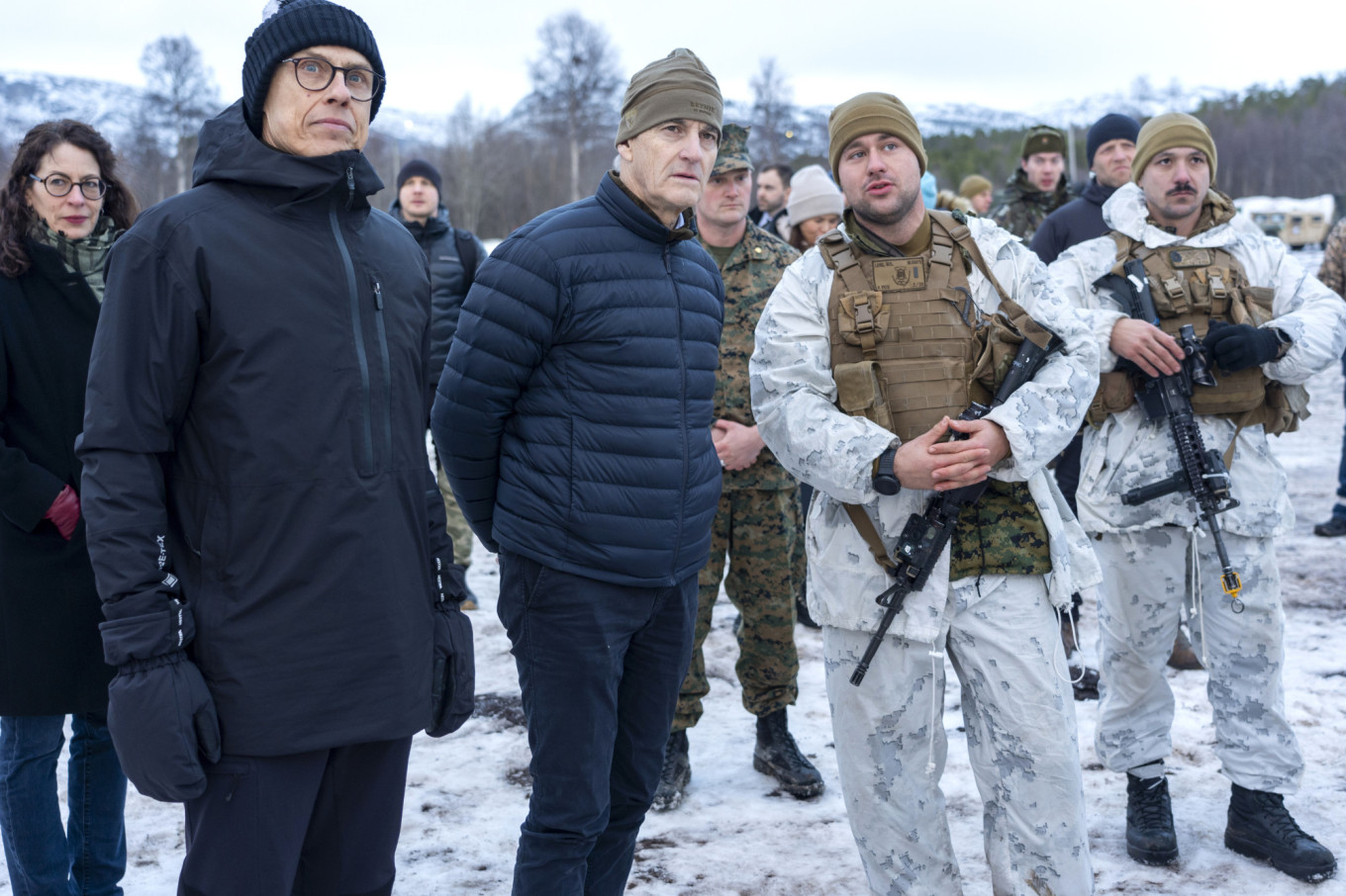 
					Finland's new president Alexander Stubb (left) seen attending NATO exercises in Norway.					 					Heiko Junge / AP / TASS				