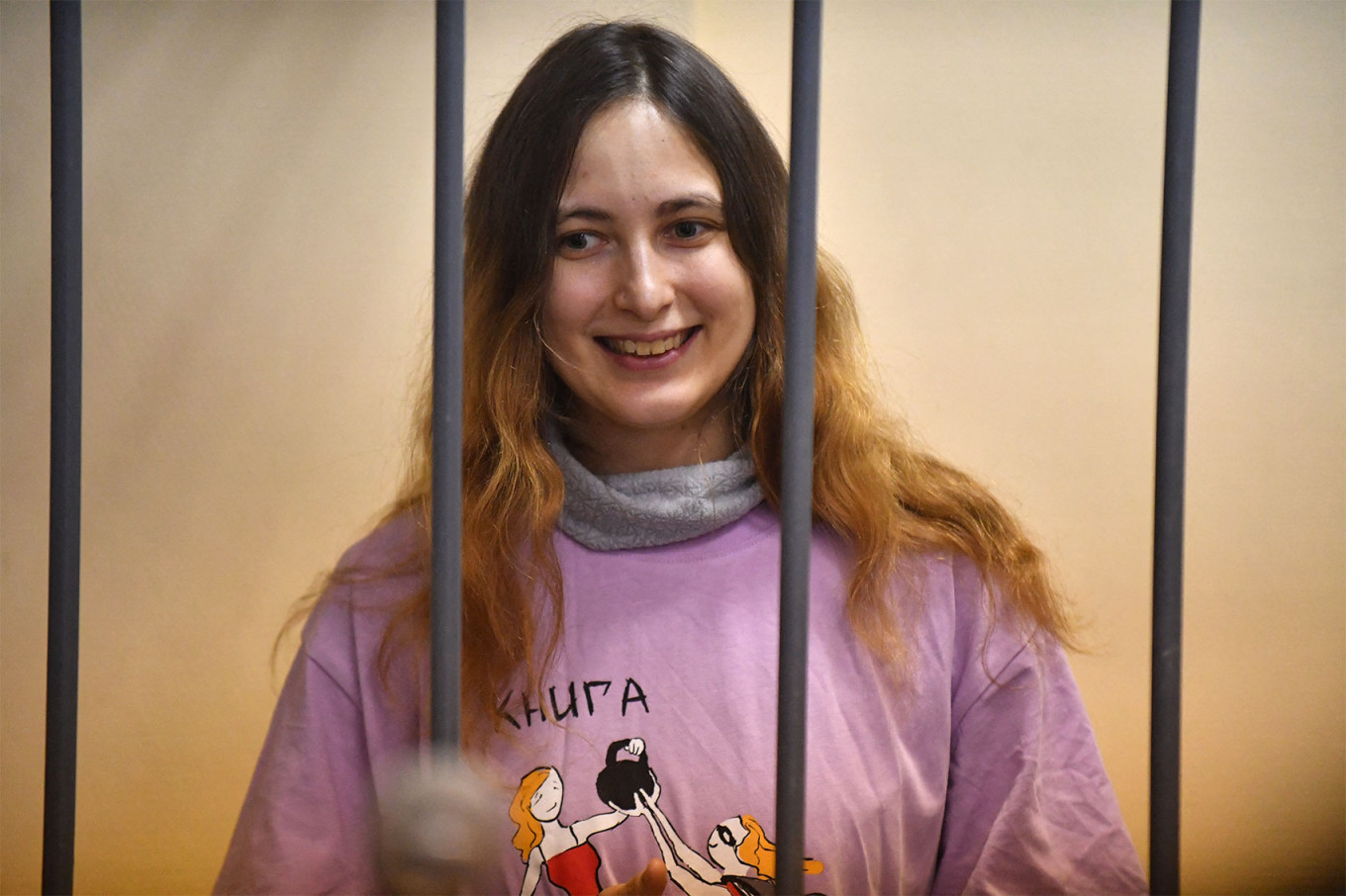 
					Russian artist Alexandra Skochilenko attends a court hearing in St. Petersburg.					 					Olga Maltseva / AFP				