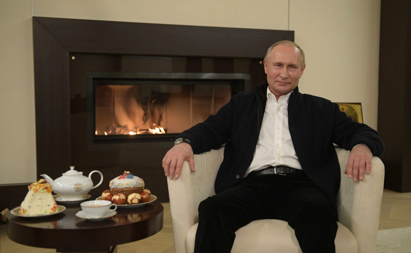 Vladimir Putin delivering his Easter message. Kremlin.ru