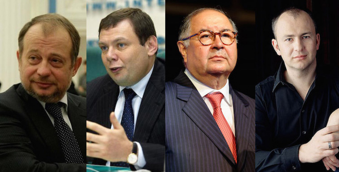 
					(L-R) Vladimir Lisin, Mikhail Fridman, Alisher Usmanov, Andrei Melnichenko 					 									