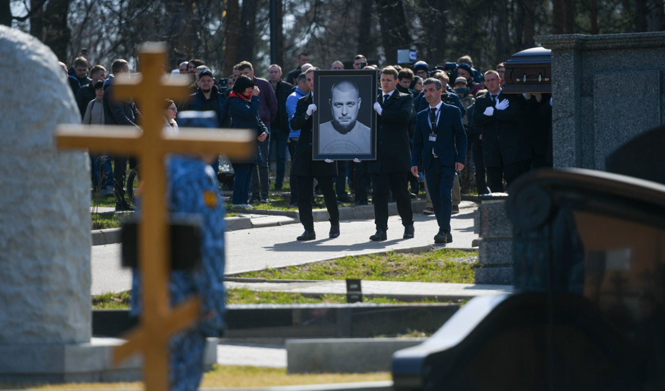 
					The Moscow funeral of blogger Vladlen Tatarsky.					 					Moskva News Agency				