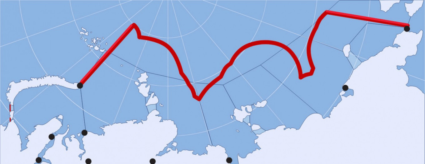 
					The Northern Sea Route includes the waters between archipelago Novaya Zemlya and the Bering Strait.					 					Barents Observer				