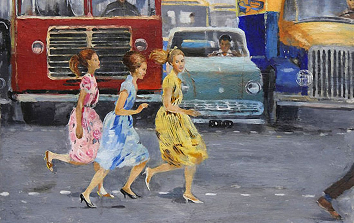
					"Running Across the Street" by Yuri Pimenov, 1963					 					Courtesy of Kursk A.A. Deineka State Art Gallery				