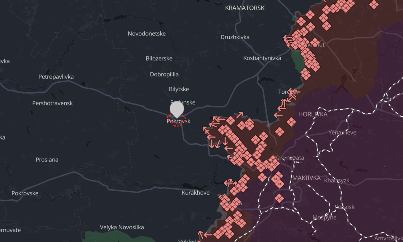 
					Russia's advances toward Pokrovsk as of Aug. 19.					 					Screenshot / deepstatemap.live				