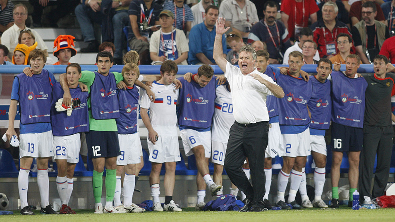 
					Former coach Guus Hiddink led Russia's national team to the semifinals of the UEFA Euro in 2008.					 					Aleksander Fyodorov / Sport Express / TASS				